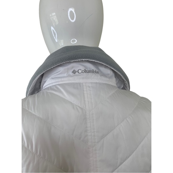 Columbia Women White Grey Vest Fleece Insulated Outdoor Full Zip jacket light L - Picture 8 of 13